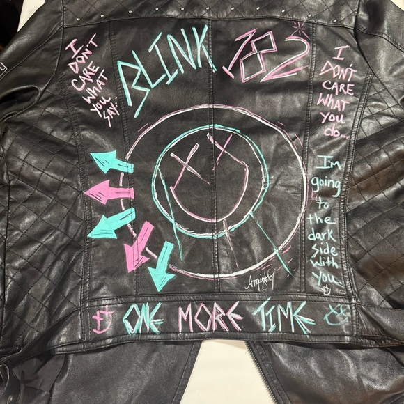 INC XL custom made Blink 182 vegan leather jacket - Picture 7 of 16